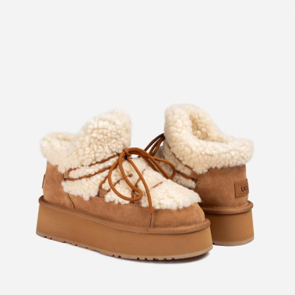 OZWEAR UGG 오즈웨어 레이스업 플랫폼 스노우 미니 부츠 4.5CM