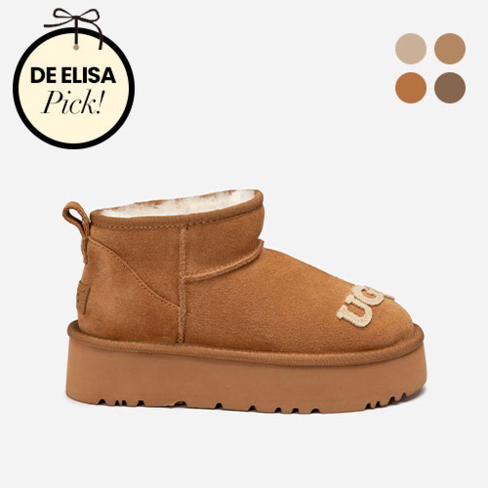 [드엘리사픽] 오즈웨어 클래식 다나 자수 (EMB) 로고 플랫폼 울트라 미니 부츠